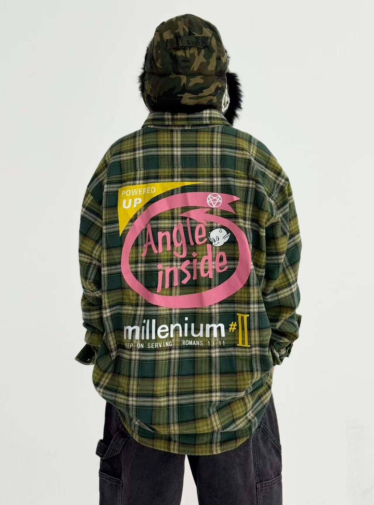 Vintage Plaid Graphic Long Sleeve Shirt