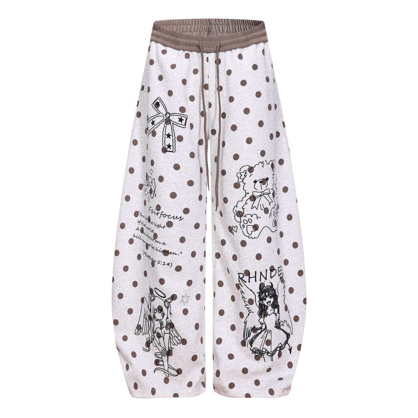 CapCabin Graphic Polka Dot Wide-Leg Pants