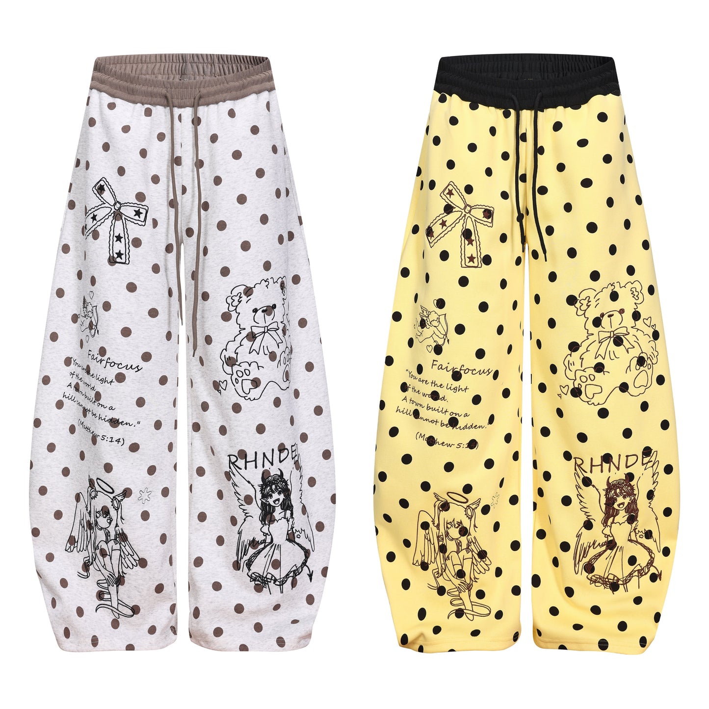 CapCabin Graphic Polka Dot Wide-Leg Pants