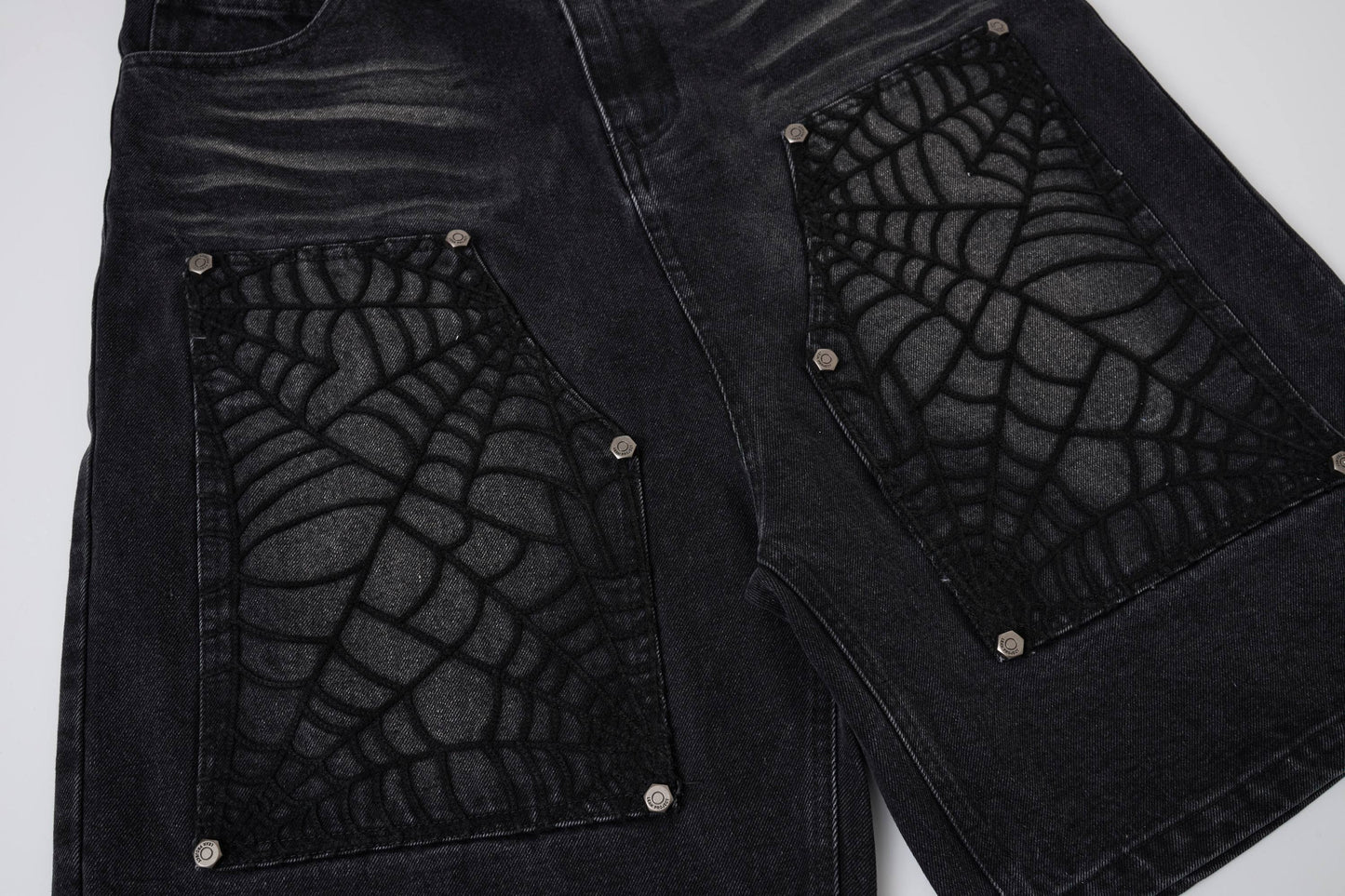 CapCabin Web Panel Strap Denim Shorts