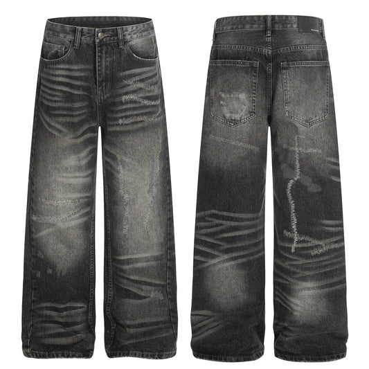 CapCabin Washed Distressed Denim Pants
