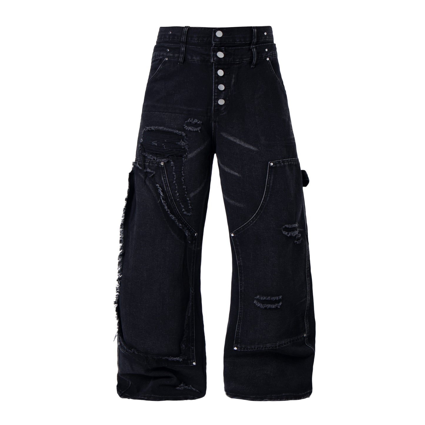 CapCabin Distressed Panel Denim Pants