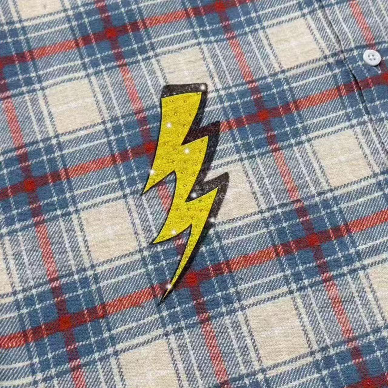 FALSE PERCEPTION Plaid Graphic Shirt Jacket
