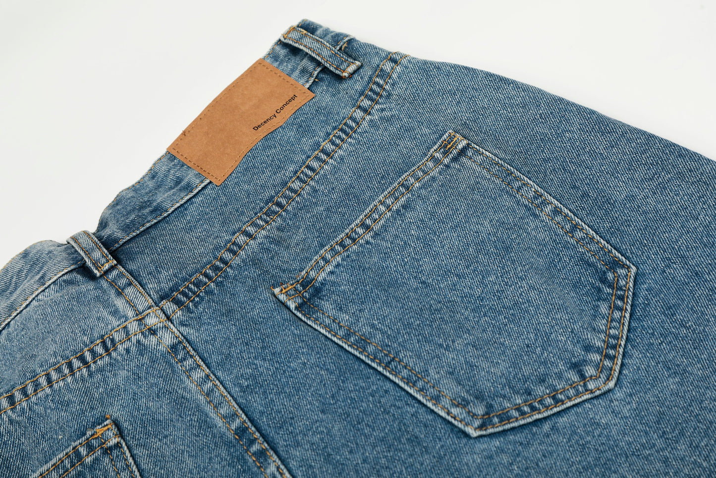 CapCabin Asymmetric Waist Wide-Leg Denim Pants