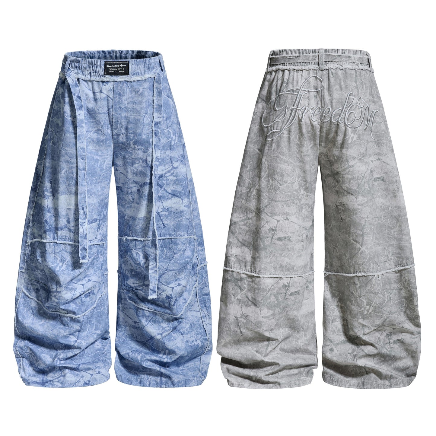 CapCabin “Washed Marble Wide-Leg Pants”