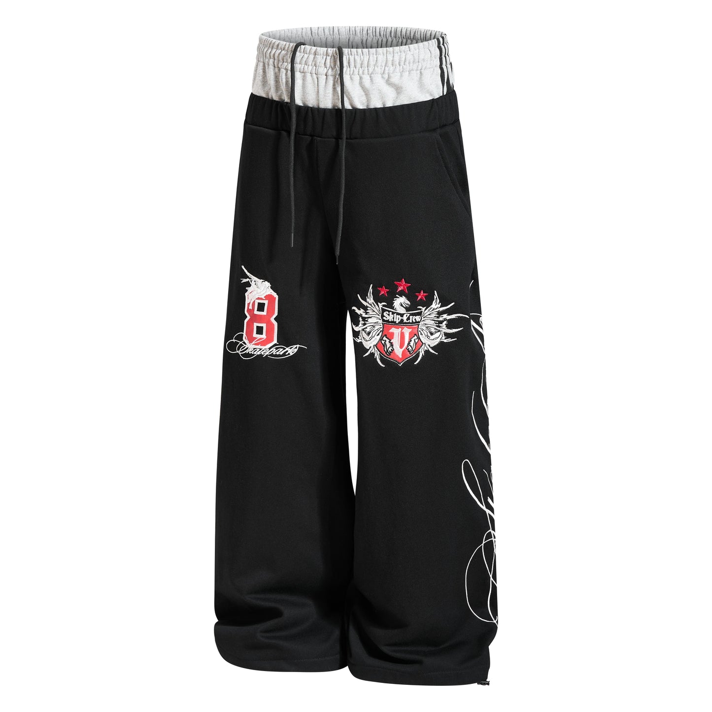 CapCabin “Varsity Crest Wide-Leg Sweatpants”