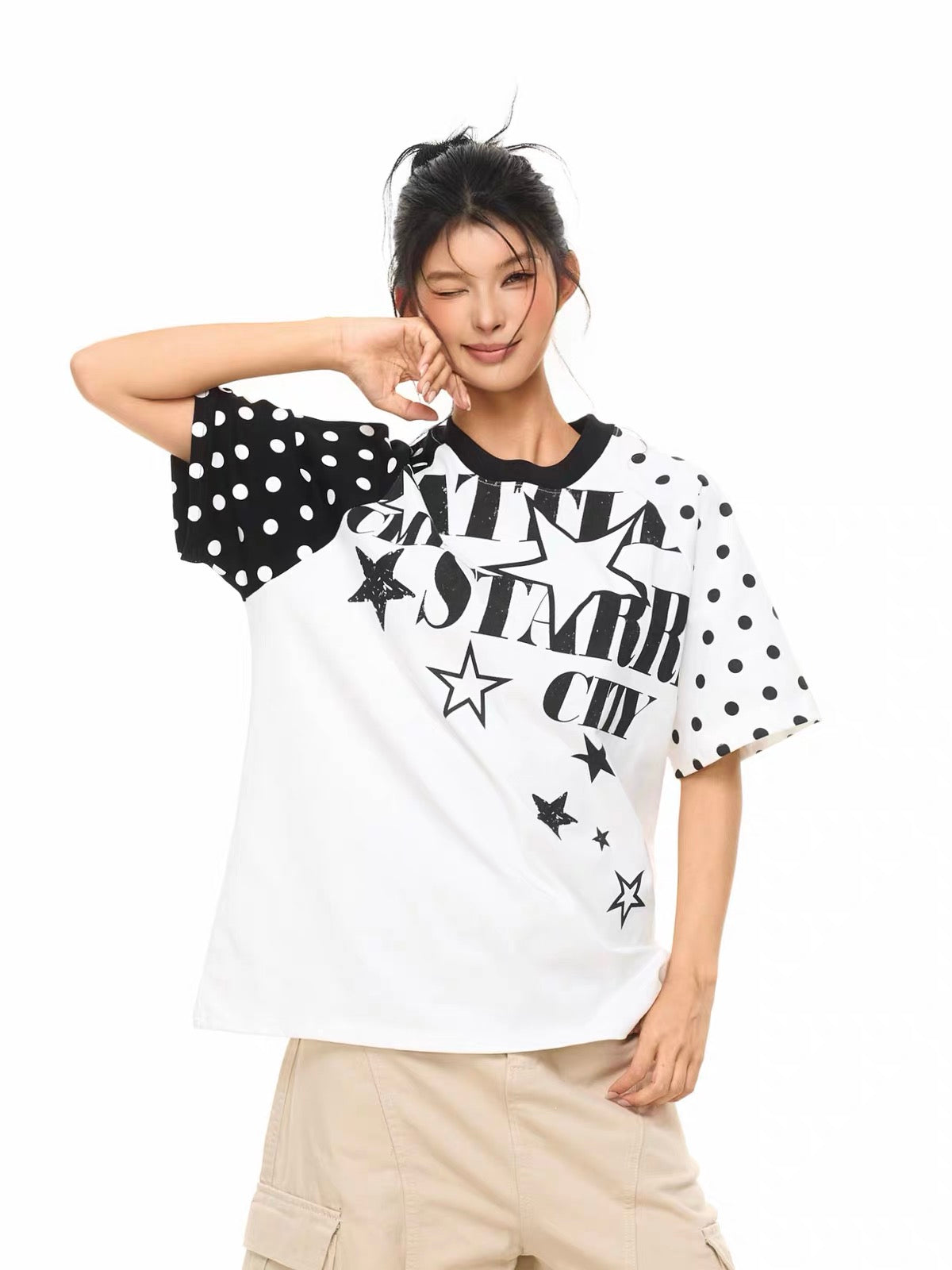 CapCabin Star City Graphic Print T-Shirt Color Block