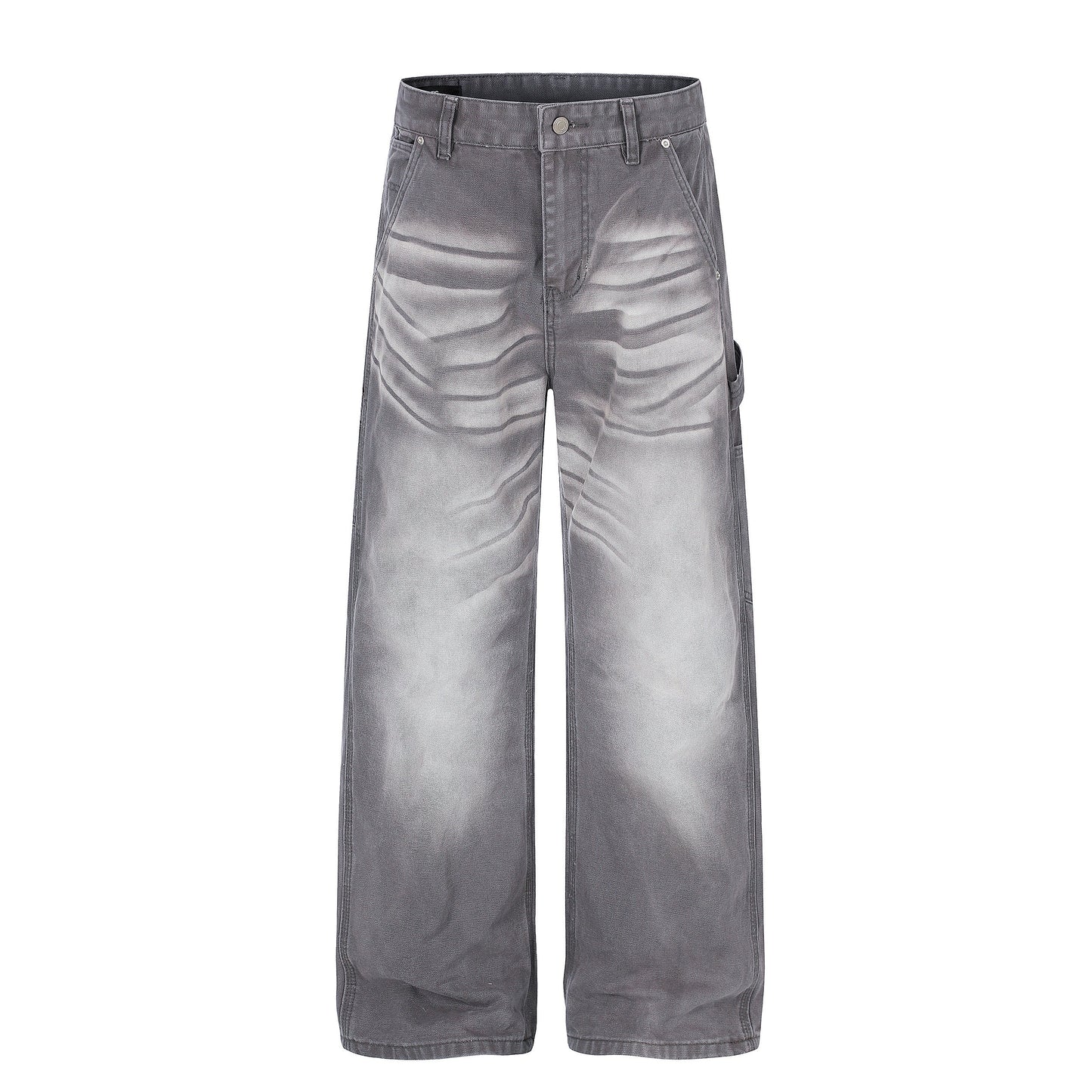 CapCabin Washed Wrinkle Effect Denim Jeans