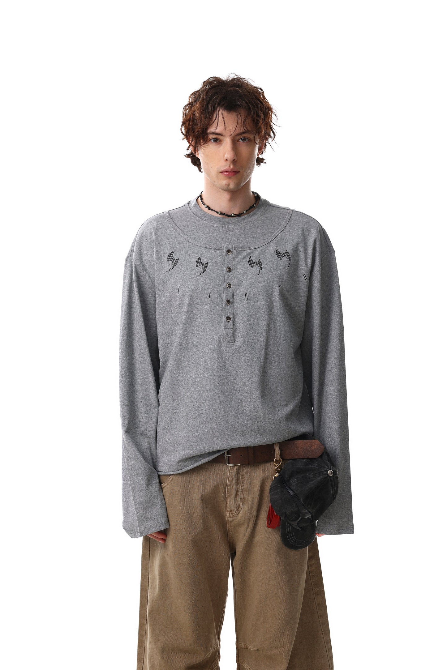 CapCabin Graphic Henley Long Sleeve Tee