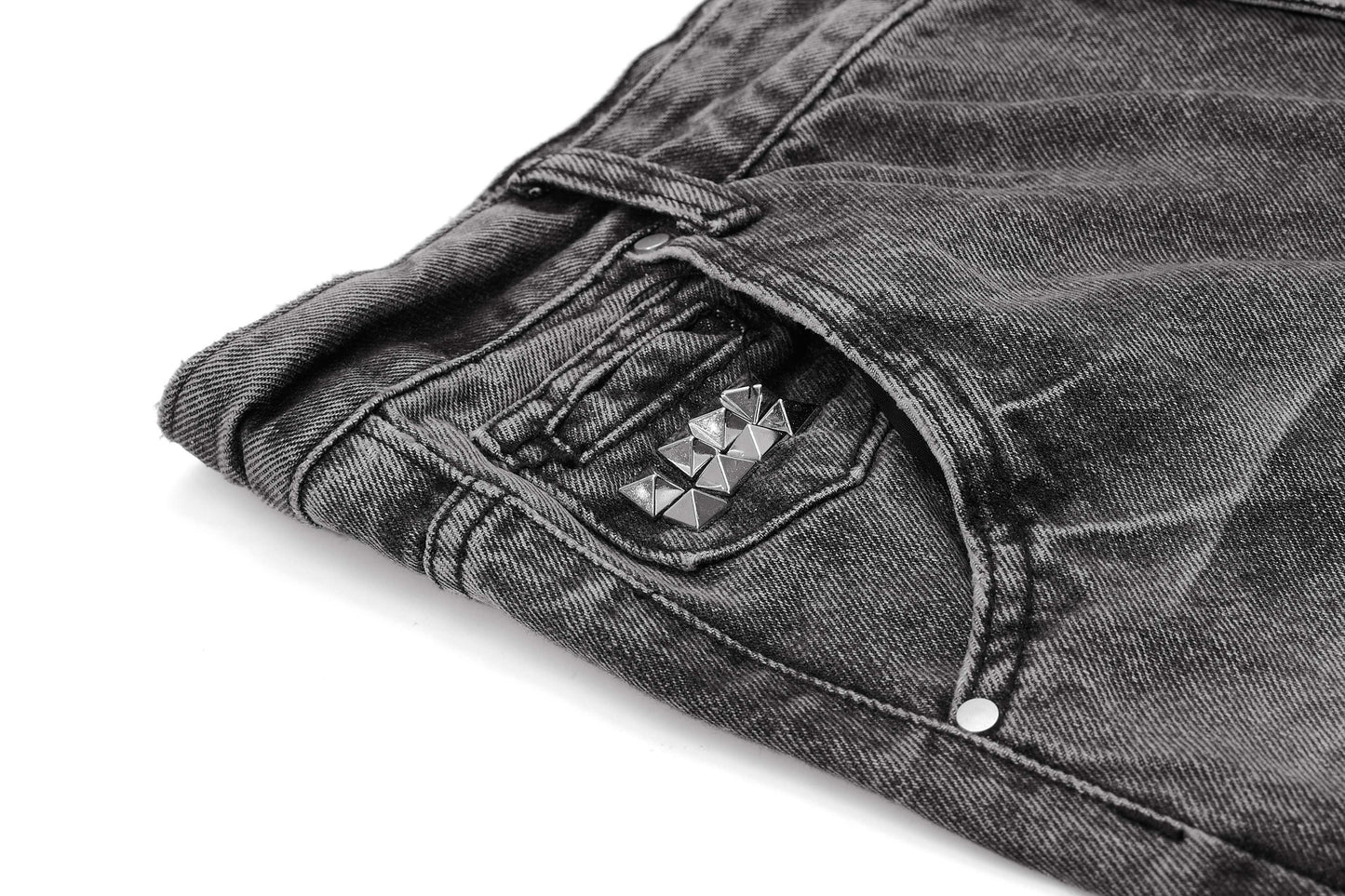 CapCabin Distressed Studded Denim Pants