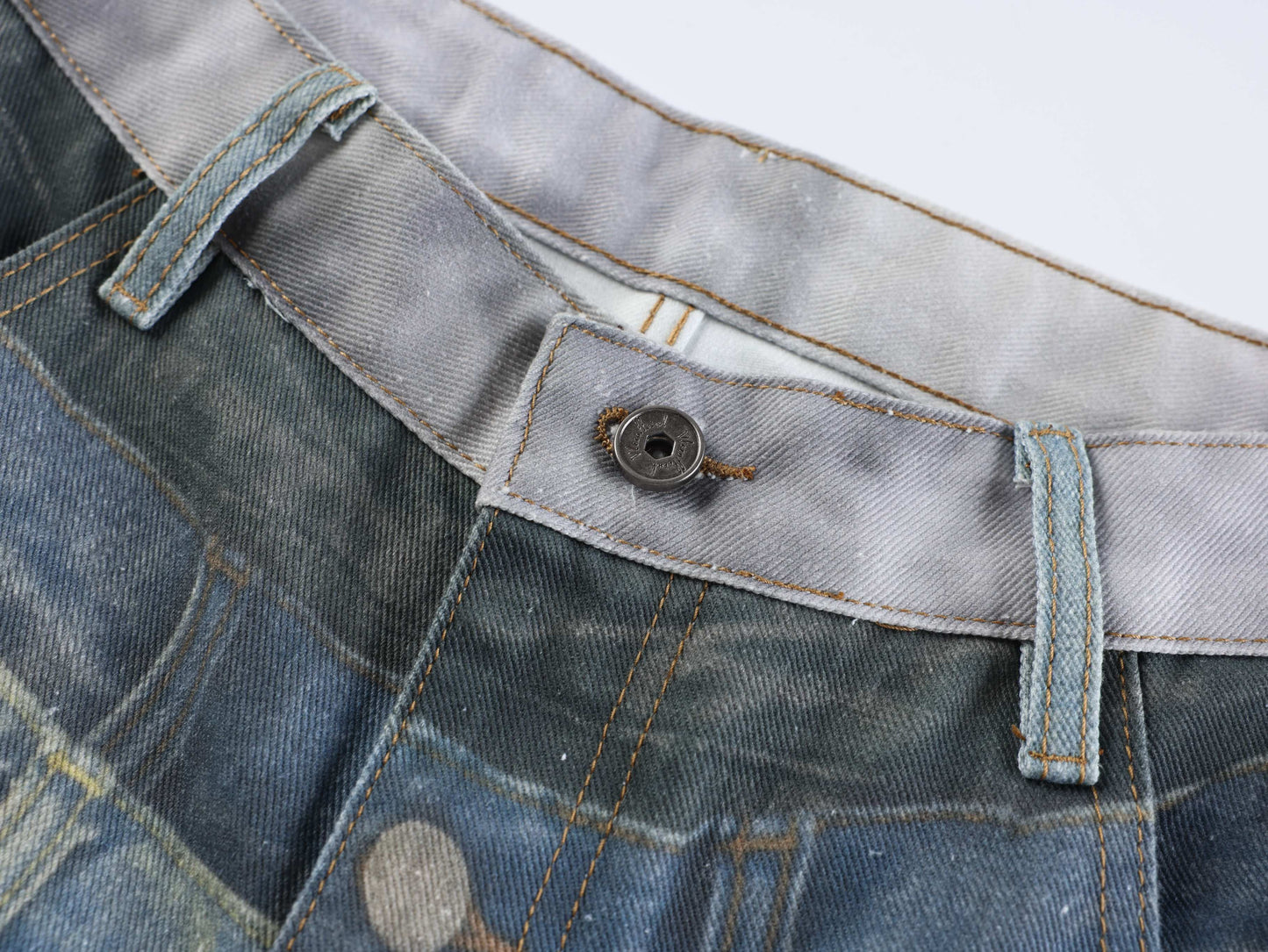 CapCabin “Layered Fade Distressed Balloon Jeans”
