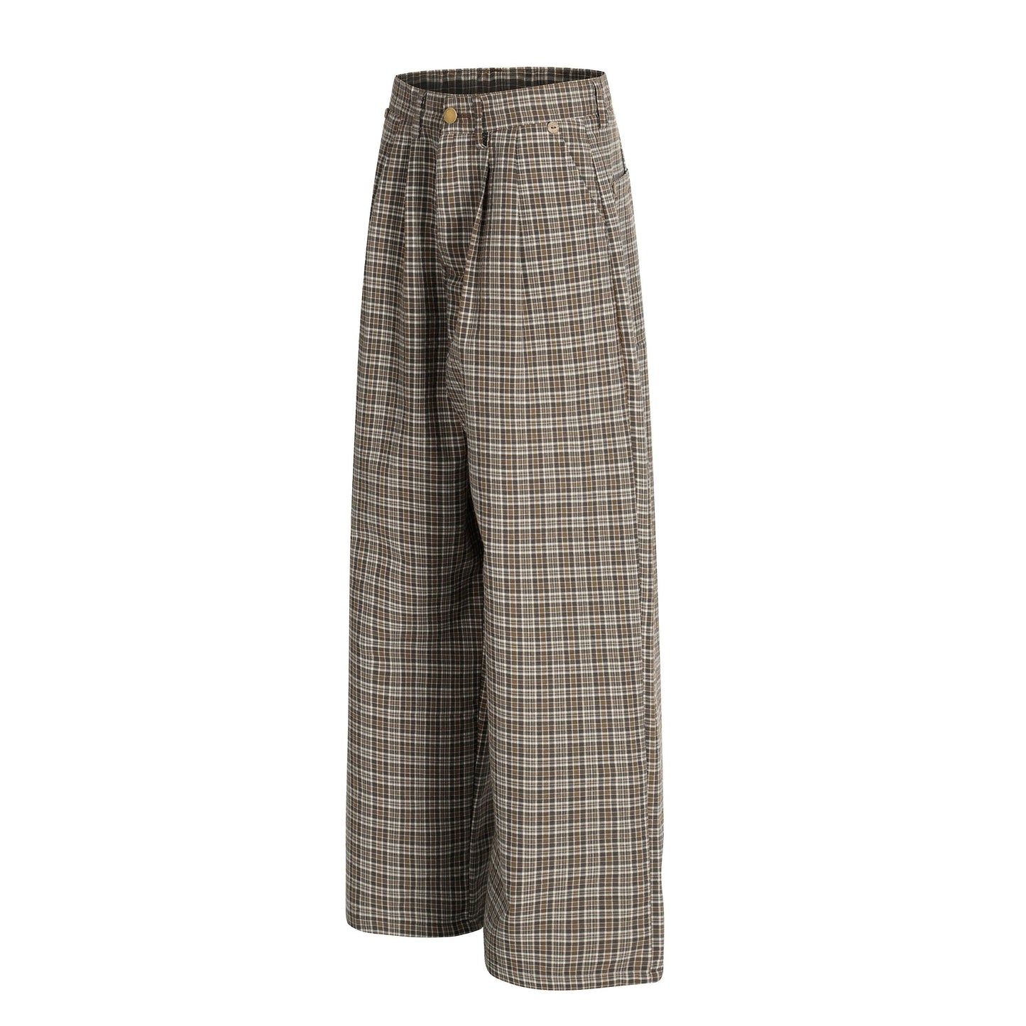 CapCabin “Vintage Check Wide-Leg Pants”