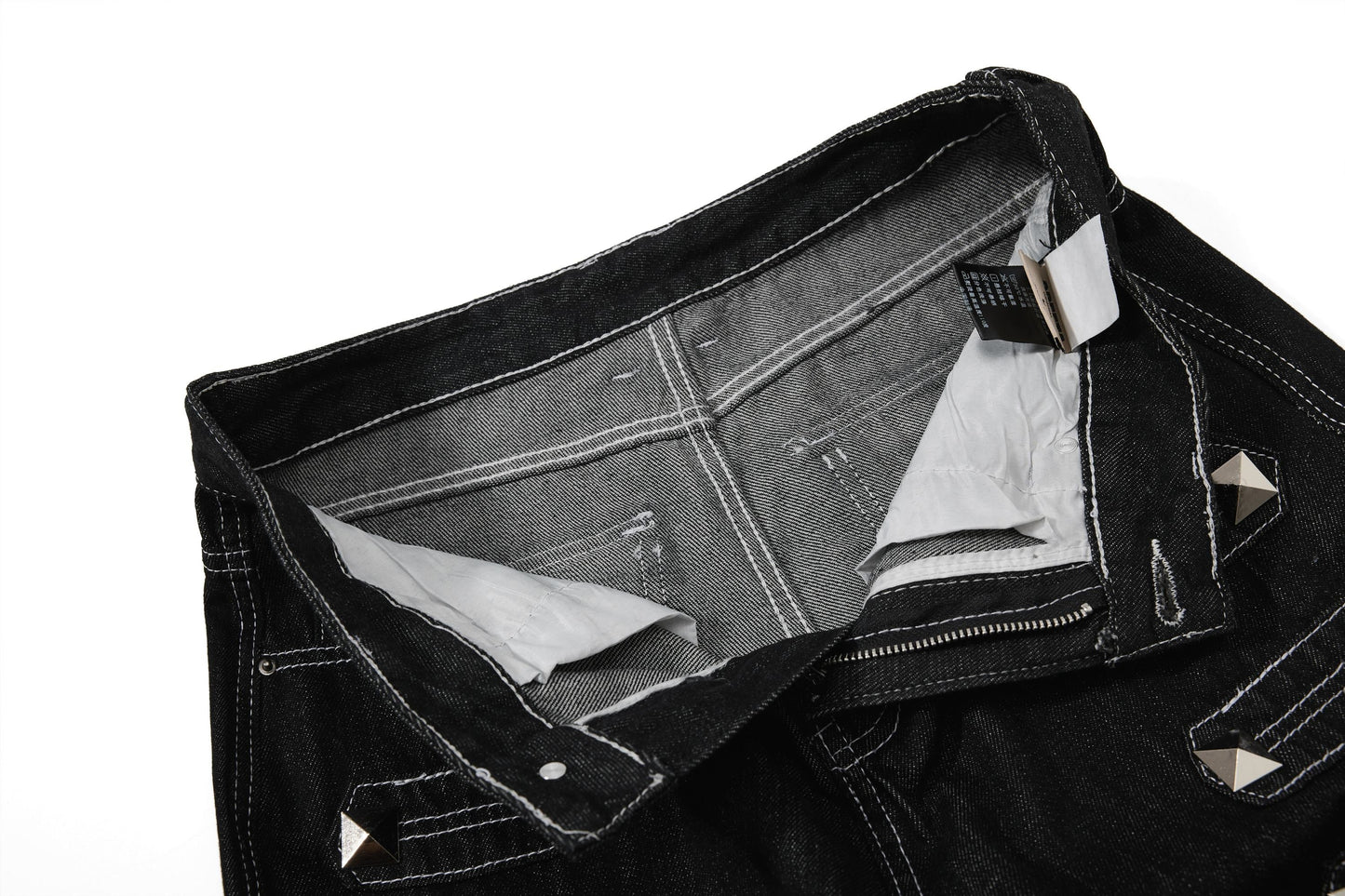 CapCabin Studded Strap Denim Pants