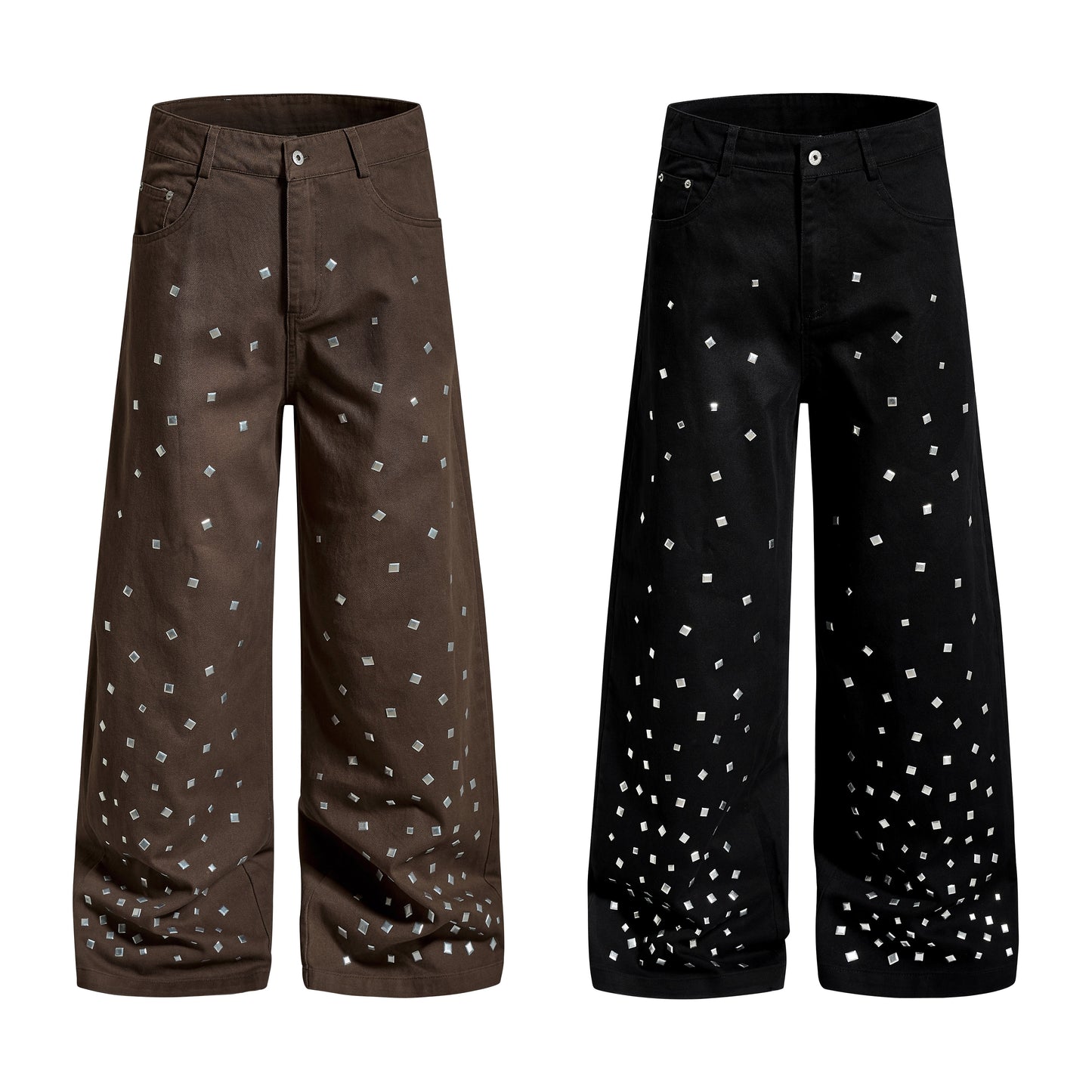 CapCabin Stud Detail Wide-Leg Pants