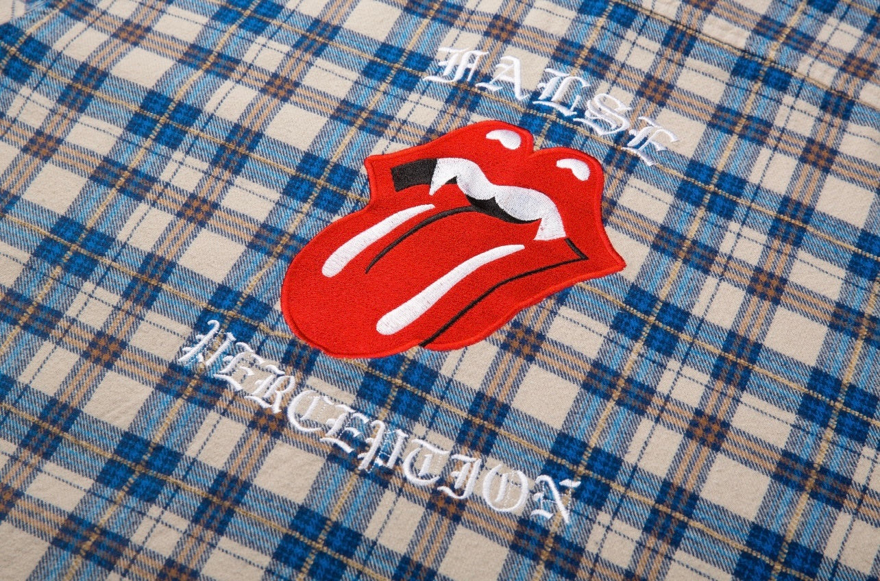 FALSE PERCEPTION Vintage Plaid Frayed Shirt