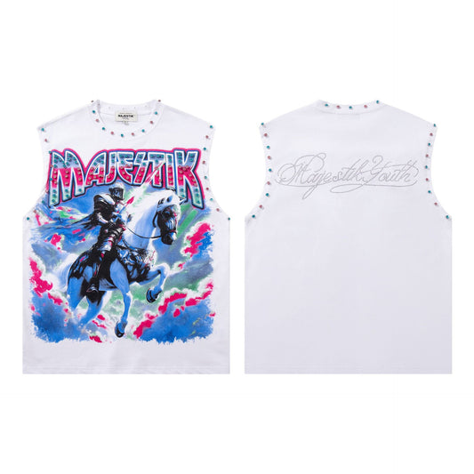 MAJESTIK Faith Studded Graphic Tank Top