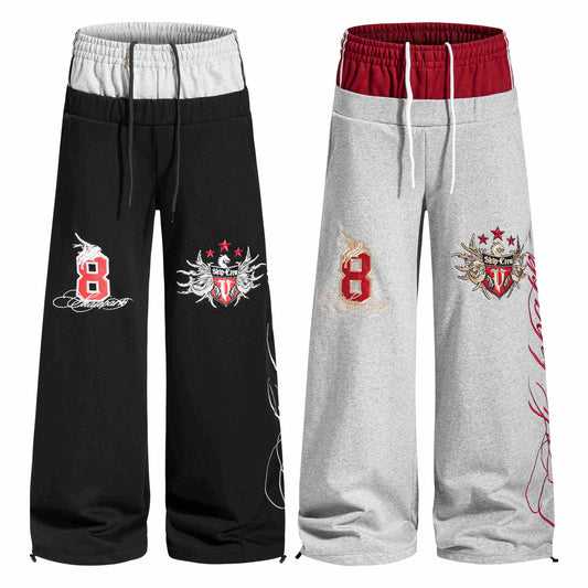 CapCabin “Varsity Crest Wide-Leg Sweatpants”