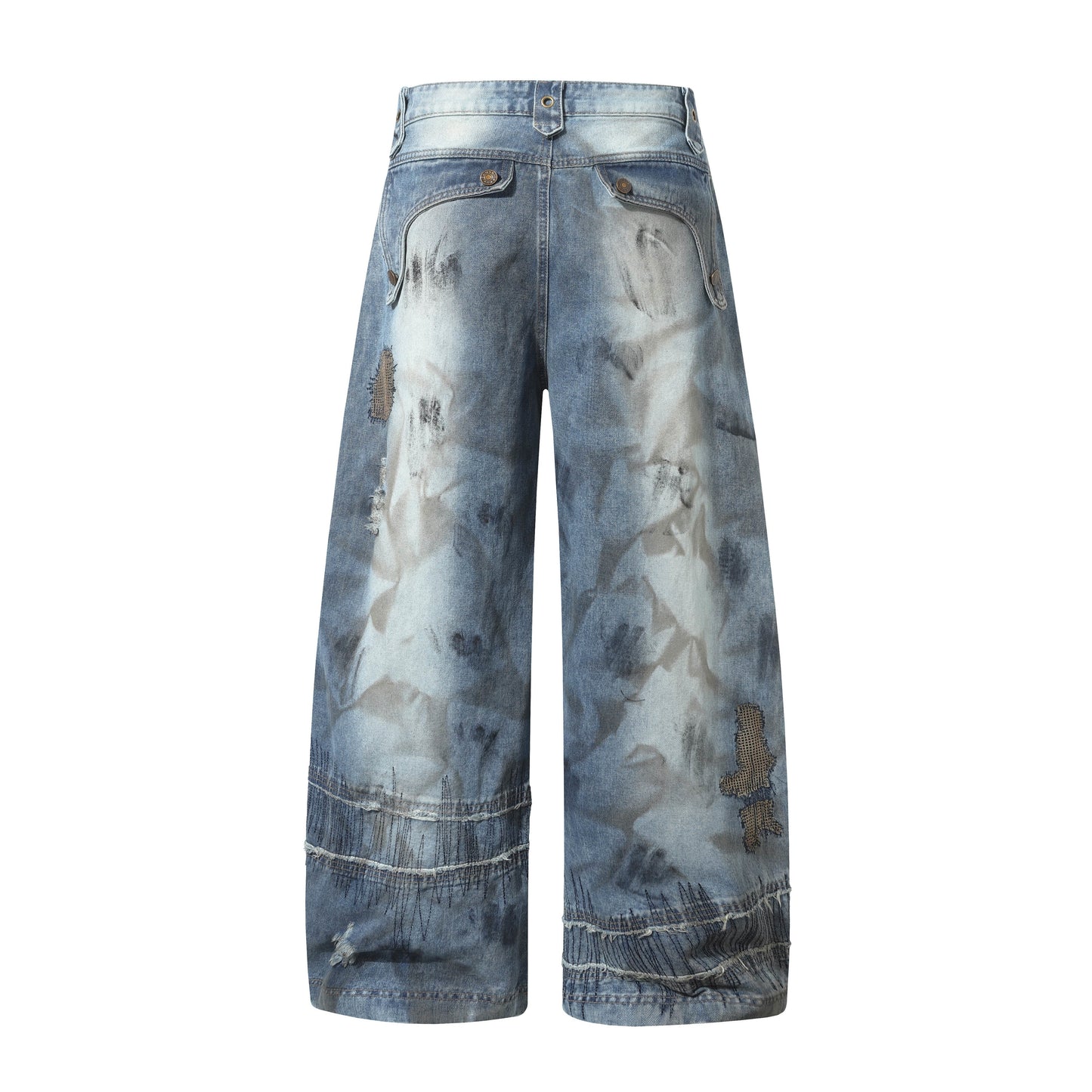 CapCabin Distressed Patchwork Denim Pants