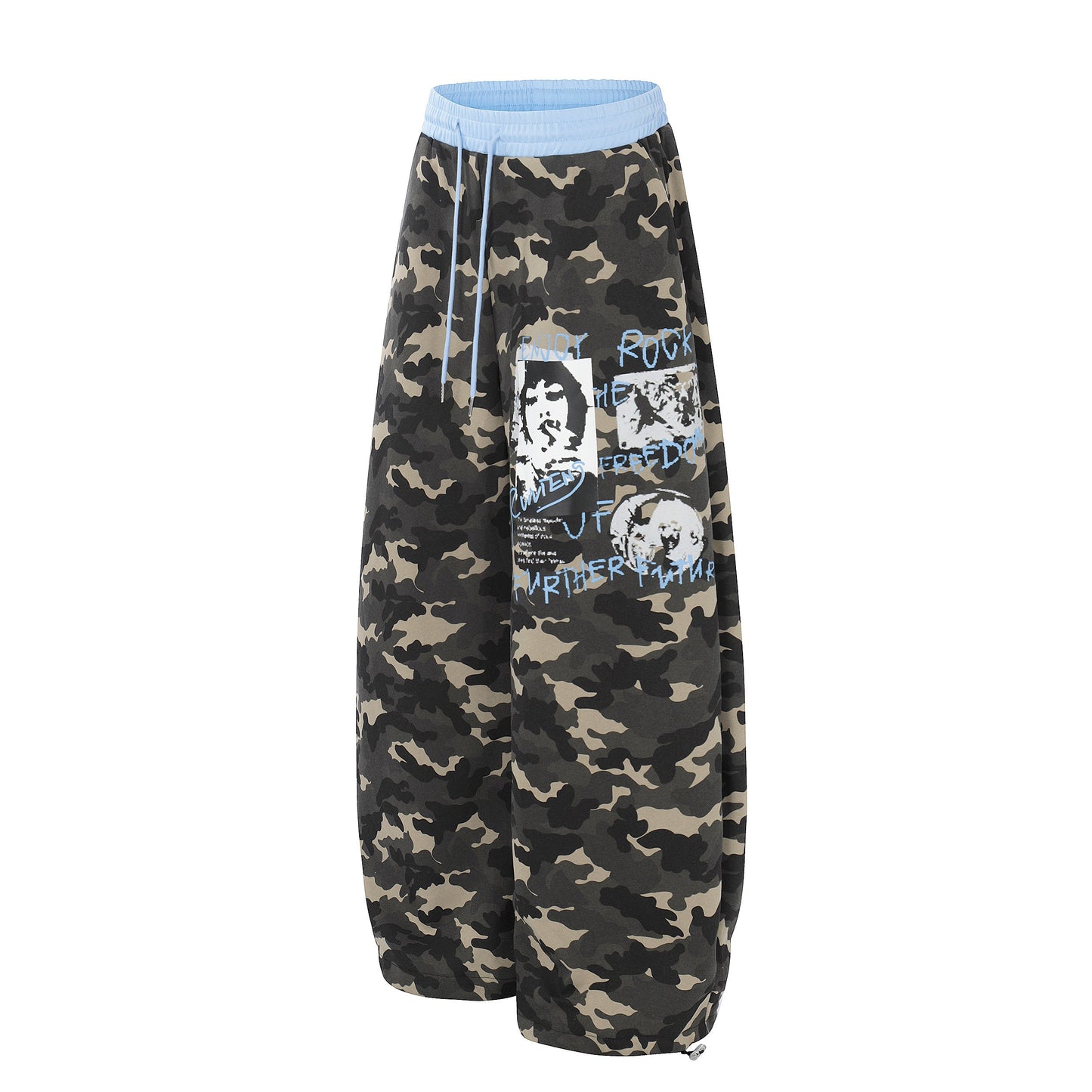 CapCabin Graphic Camo Wide-Leg Sweatpants