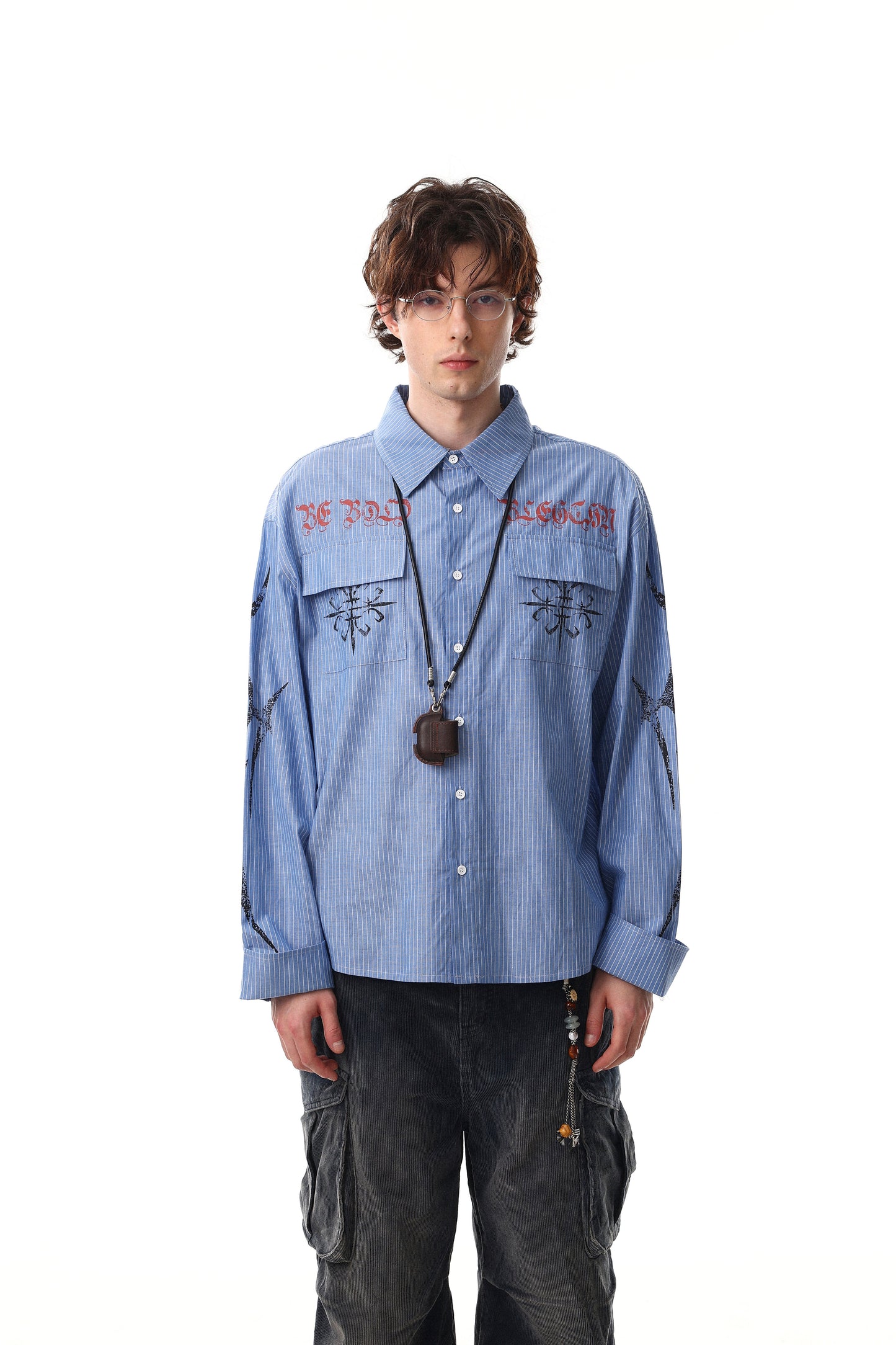 CapCabin Striped Graphic Button-Up Shirt