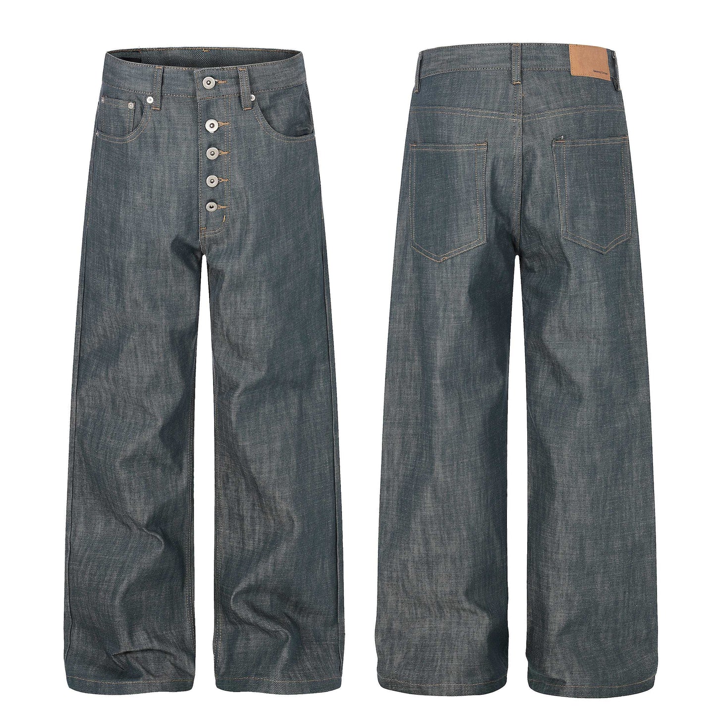 CapCabin “Washed Grey Button Denim Jeans”
