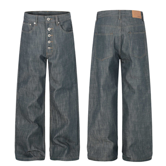 CapCabin “Washed Grey Button Denim Jeans”