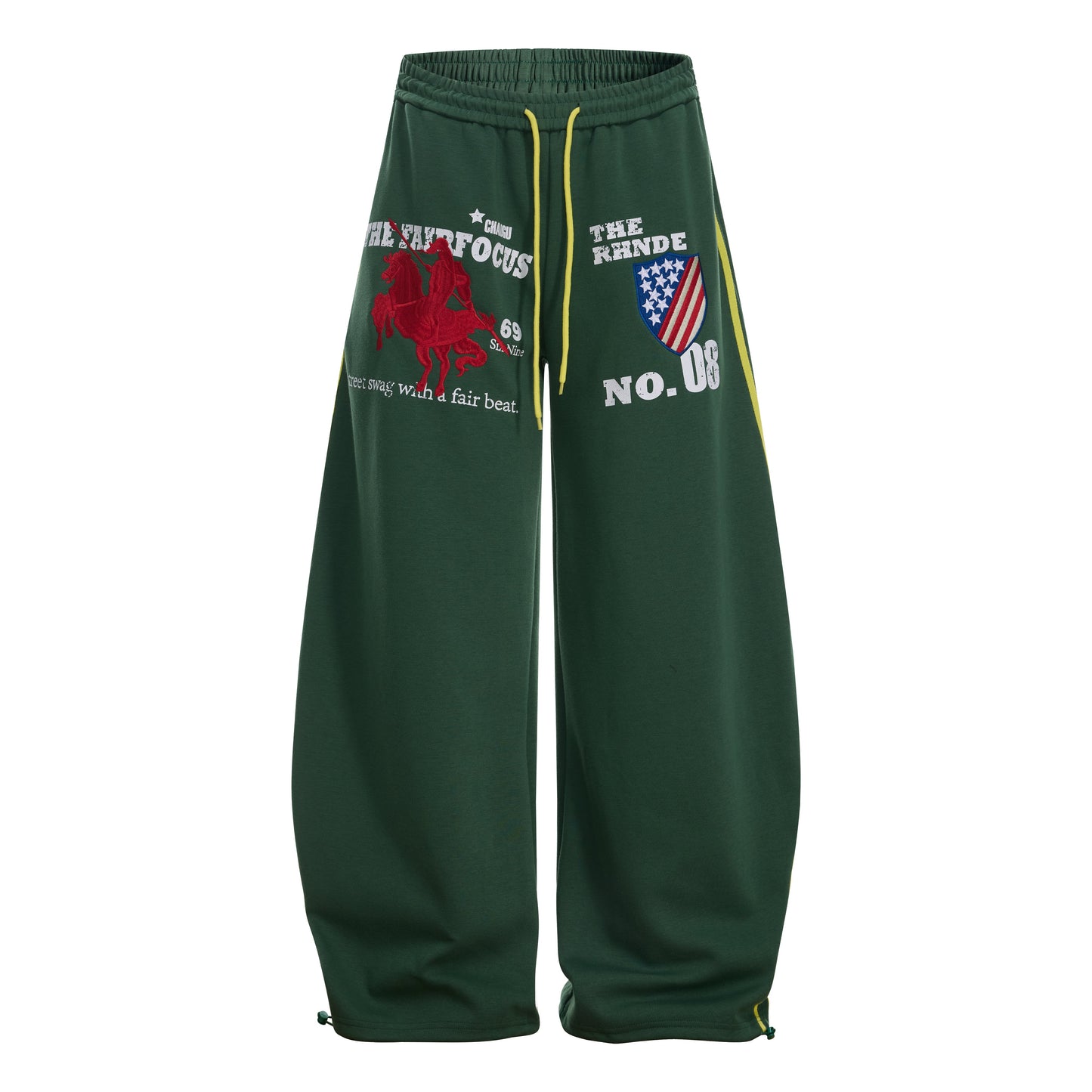 CapCabin Retro College Badge Wide-Leg Sweatpants