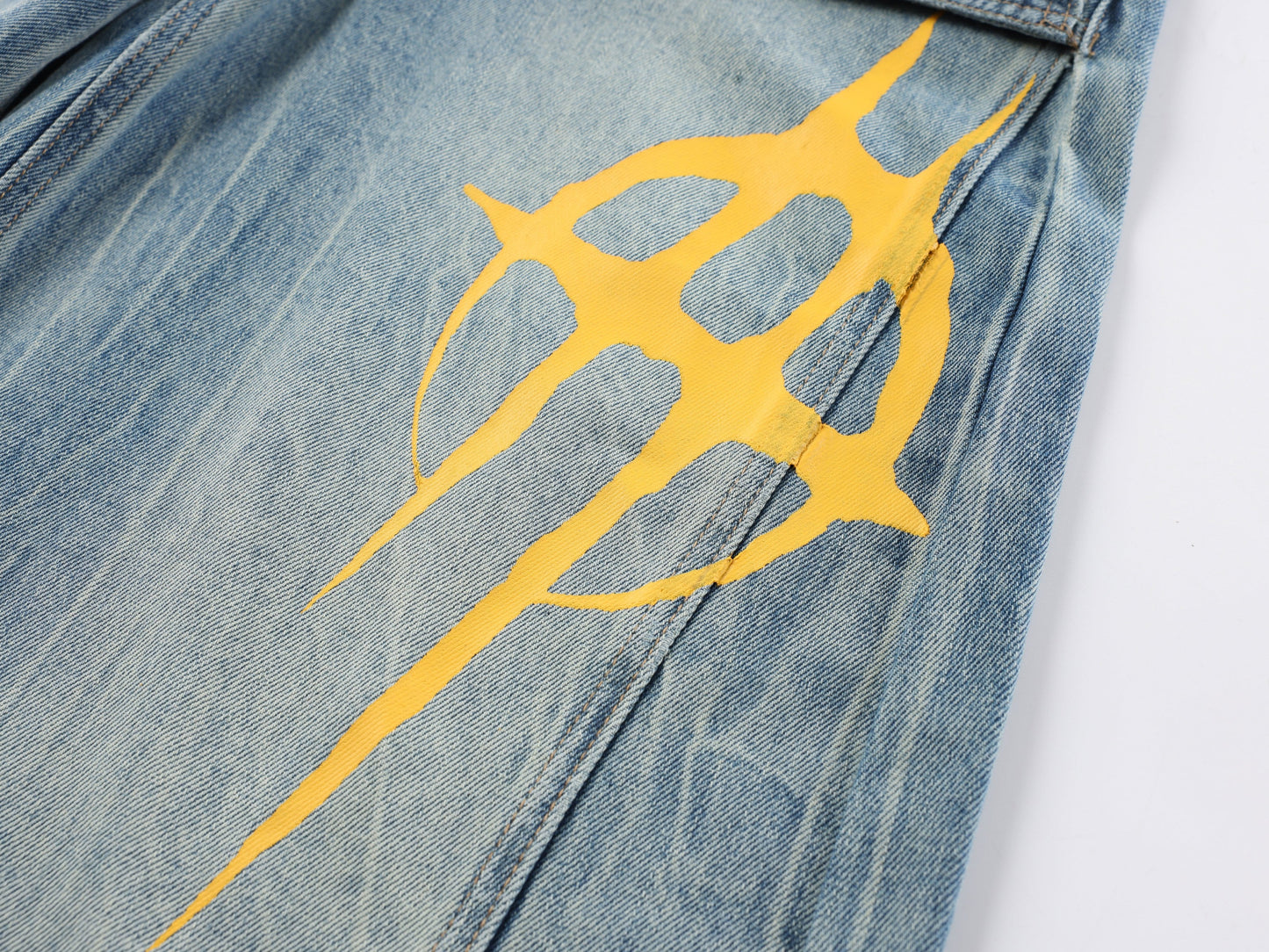 CapCabin Graphic Wide-Leg Denim Pants