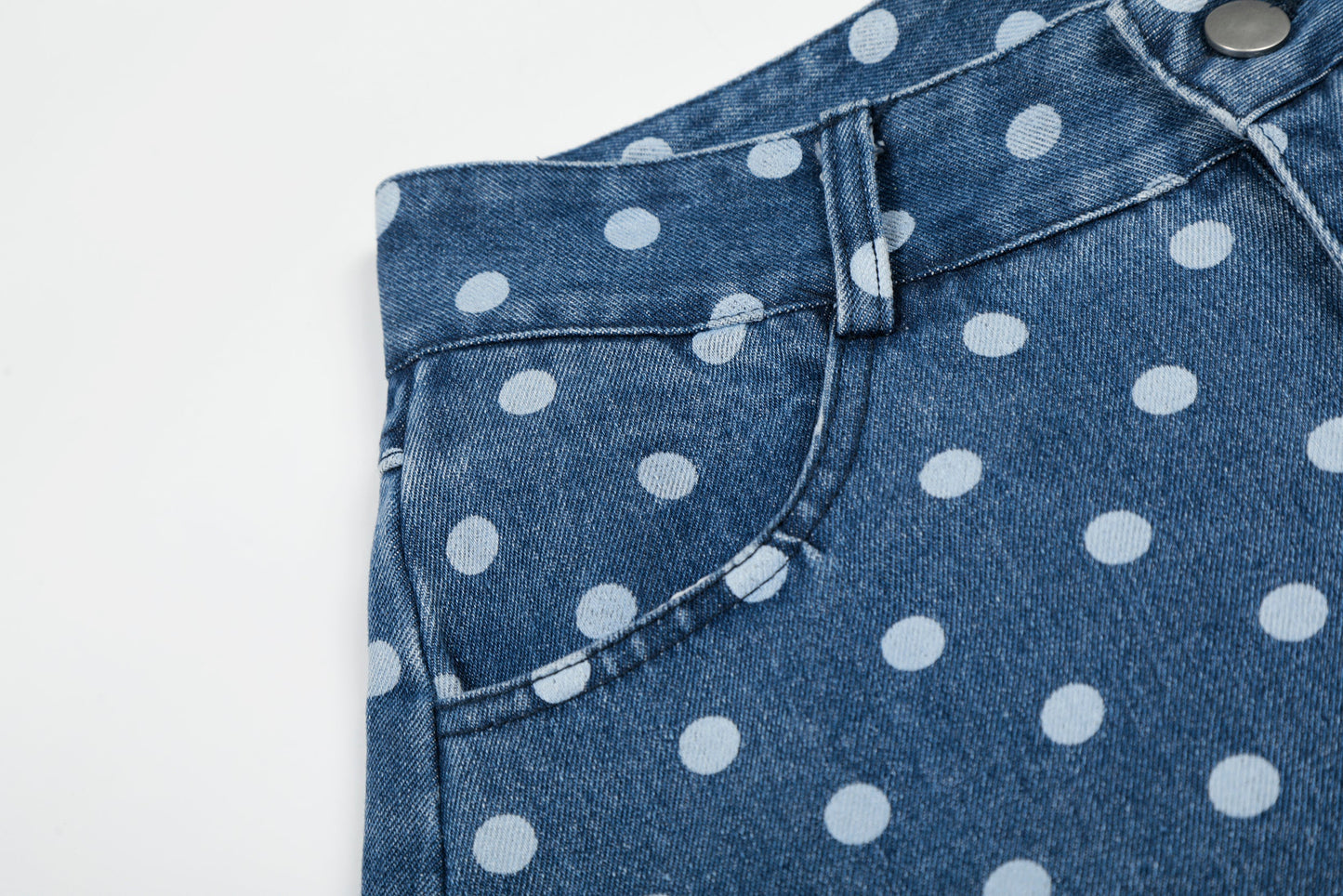 CapCabin Polka Dot Washed Denim Jeans