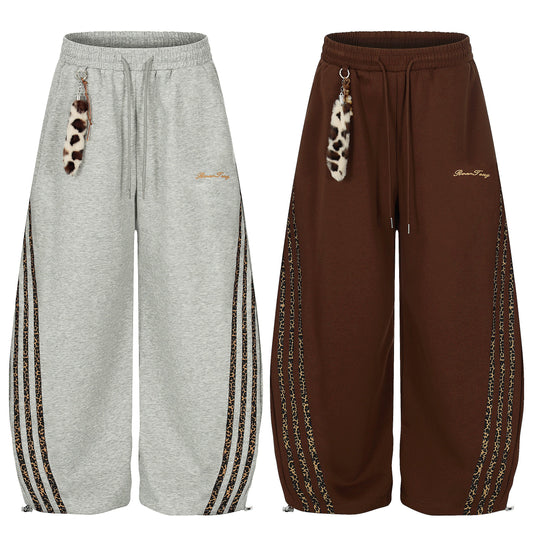 CapCabin Leopard Stripe Loose Sweatpants